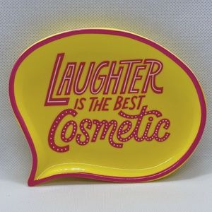 Benefit "Laughter is the best cosmetic" pink/yellow comment bubble trinket tray